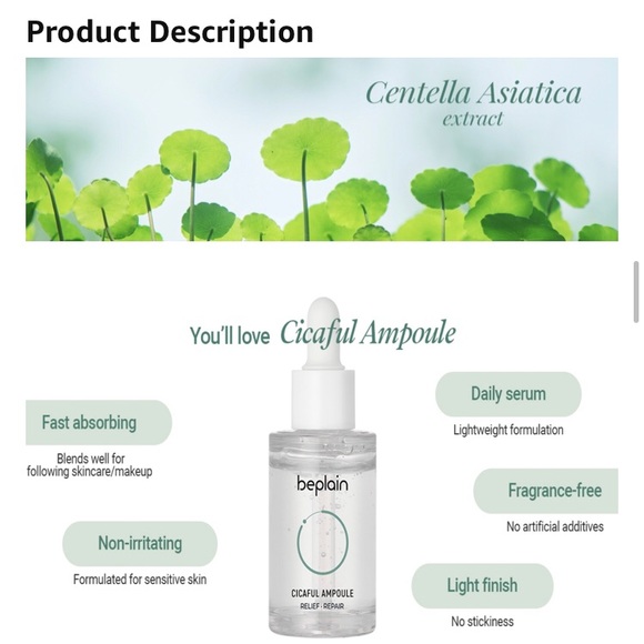 4/$100🌱 Korean Skin Care Beplain Cicaful Serum Hyaluronic Centella Asiatica - Picture 5 of 7